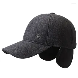 Ball Caps Autumn Winter Men Warm Baseball Cap Fleecing Thickening With Ear Muffs Hat Outdoor Winterproof Cotton Gorras Casquette Bone