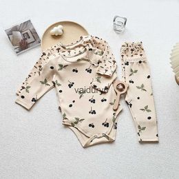 Clothing Sets Autumn New Baby Clothing set Mushroom Print Baby Boys Bodysuit Pants And Hat 3 Pcs Suit H240508