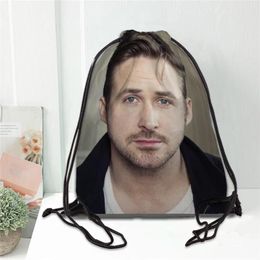 Bags Ryan Gosling Drawstring Bag Portable Lightweight Backpack Bag Travel Sport Outdoor Hiking Storage Bag Silk Fabric Bag 20201102