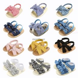 New First Walkers 2022 Baby Girls Sandals Canvas Bowknot Toddlers Newborn Infantil Sandals Summer Infant Baby Girls Soft Crib Shoes Infants Sandal