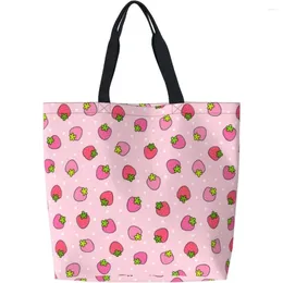 Shopping Bags Strawberry Large Tote Bag For Women Reusable Fruit Beach Shoulder Handbag Waterproof Travel Grocery