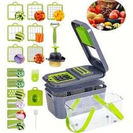 22In1 Vegetable Potato Chopper Multifunctional Fruit Slicer Manual Food Grater Cutter with Container Onion Mincer Kitchen Stuff 240113