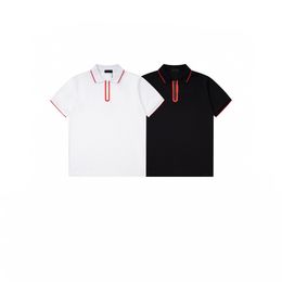 Designer triangle U-zip double cotton bead short sleeve T-shirt for men and women