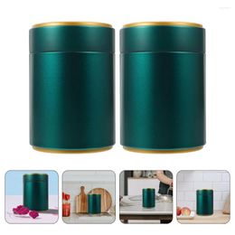 Storage Bottles 2 Pcs Metal Container With Lid Tinplate Tea Coffee Bean Jar Can Canister Candy Holder