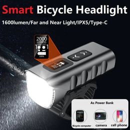 2000 Lumens Bicycle Headlight 10000mAh as Power Bank USB Chargeable Bike Light Front IPX4 Waterproof MTB Flashlight 240113