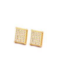 New Men Hip hop Jewelry Copper Man CZ Square Stud Earrings Pushback Bling 12x12mm for Gift2235128