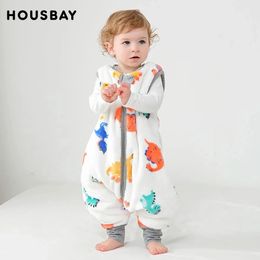 Baby Sleeping Bag Sleeveless 3-25Months Baby Sleepsack Cute Dinosaur Sleepwear Autumn Flannel Warm Comfortable Kids House Wear 240112