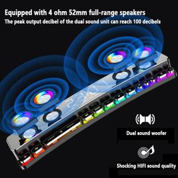 Speakers SOAIY SH39 LED Wireless Game Bluetooth Speaker Computer Soundbar 3D Stereo Music Centre Subwoofer Home Theatre Clock Loudspeaker