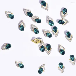 Nail Art Decorations 10-PCs Drop Shape Diamond For DIY Rhinestones Triangle Crystal Gems Stone Green/Blue/Clear Diamonds JE45-26E