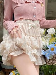 Skirts Women Y2K Lolita Bloomers Sexy Lace Trim Pumpkin Shorts Ruffle Layered Bottoms Fairy Grunge Sweet Pettipants