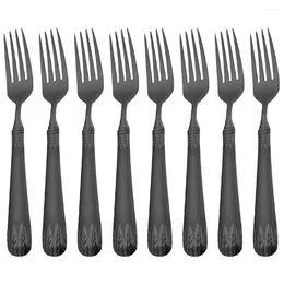 Dinnerware Sets Black 8Pcs Dinner Fork 304 Stainless Steel Flatware Western El Wedding Party Tableware Cutlery Set