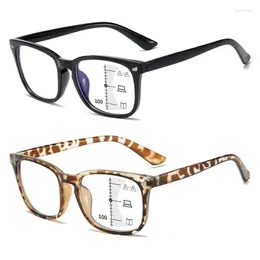 Sunglasses Square Progressive Multifocus Reading Glasses Anti Blue Light Presbyopic Spring Hinge Readers Far And Near Dual-use