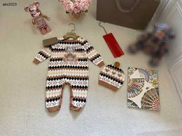 Classics infant jumpsuits Doll Bear Pattern boys girls Knitted set Size 59-90 Open file design newborn baby Crawling suit Jan10