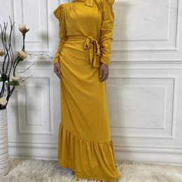 Ethnic Clothing Eid Mubarek Abaya Dubai Turkey Hijab Muslim Dress Islam For Women Ruffle Jilbab Party Gown Ramadan Kaftan Oman Vestidos