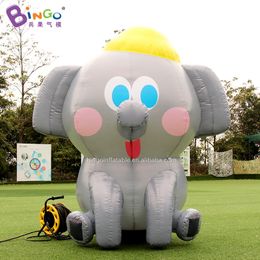 2m 6.5ft Height Inflatable Animal Models Blow Up Elephant Inflation Cartoon Elephant Character With Air Blower For Outdoor Party Event