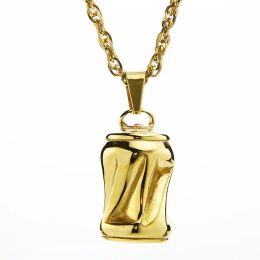 Schmuck Herren Halskette Can Design Anhänger Halskette 14k Gelbgold massiv Bierflasche Lange Halsketten für Frauen