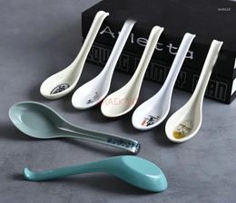 Spoons 10pcs Spoon Imitation Porcelain Plastic Hook Long Handle Small Anti Drop