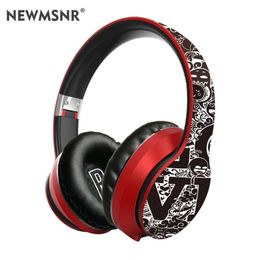 Earphones New Graffiti Bluetooth Headphones Hifi Sound Bass Wireless Over the Ear Headphone Built in Mic Headset Noise Reduction Earphone