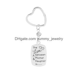 Mother Daughter Heart Key Chain The Love Between A And Is Hollow Mom Keychain Gift For Her Drop Delivery Dhmwf