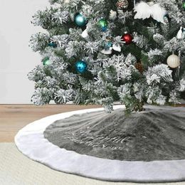 Christmas Decorations 90CM Luxury Faux Tree Skirt With Snowflake Double Soft 2024 Merry For Xmas Party Home Decor