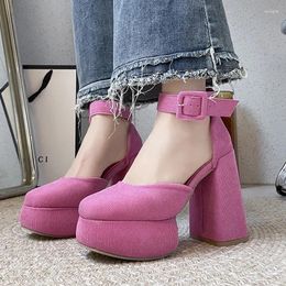 Dress Shoes Women High Heels Mary Janes Chunky Sandals 2024 Summer Designer Square Toe Platform Lolita Sexy Pumps Zapatos