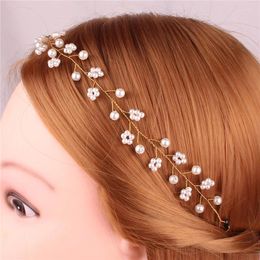 Headpieces YJWSXF Handmade Pearl Headdress Bridal Hair Accessories Wedding Jewellery
