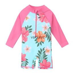 One-Pieces Cute Toddler Baby Girl Swimwear Long Sleeve Infant Bathing Suits Bright Ruffle Swimsuit Kids One Piece Beachwear H240508