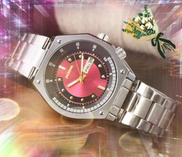Nightlight Lumious Mens Watches quartz movement double time Calendar High-end Stainless Steel Belt president army military bracelet wristwatch Montre De Luxe