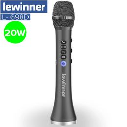 Microphones Lewinner L698D 20W professional Bluetooth karaoke microphone speaker portable wireless mini home KTV for Sing and music play