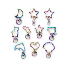 Rainbow Star Heart Cloud Rabbit Moon Flower Keychains Metal Key Chain Ring Rings Uni Keyring Holder Accessories Drop Delivery Dhxbs