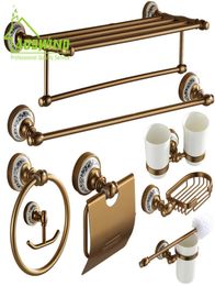 Whole Antique Brushed Bathroom Accessories Ceramic Space Aluminium Bathroom Hardware Sets Wall Mounted Bronze Bathroom Product6455319