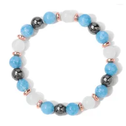 Strand Triple Energy Bracelet Hematite Chalcedony Bead Bracelets For Women Men Natural Stone Lava Quartzs Stretch Bangles Yoga Jewelry