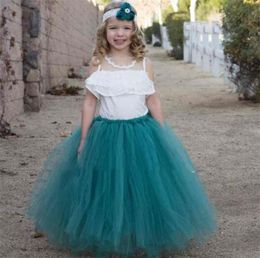 Girls Vintage Green Long Tutu Kids Handmade Dance Tulle Pettiskirts Underskirts Children Christmas Party Costume Skirts 2103315588651