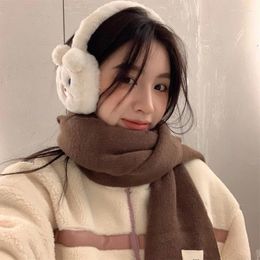 Berets Winter Harajuku Earmuffs Eye Catching Cartoon Bear Heads Ear Warmer For Adult Unisex Keep Warm Cold Weather Supplies