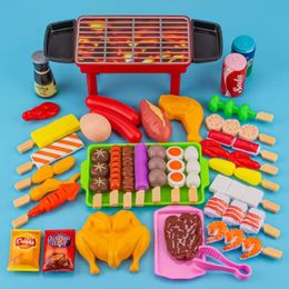 Kids Pretend Play Kitchen Toys Food Toys Simulation Food Cookware Cooking BBQ Kit Role Play Game Educational Gift For Children 240112