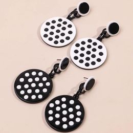 Dangle Earrings FishSheep Trendy Acrylic Black White Polka Dot Round Drop For Women Circle Dotted Fashion Accessories