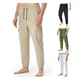 Men's Pants 2024 Casual Youth Solid Colour Multi Bag Work Dress Leggings