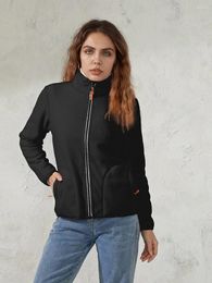 Women's Jackets Full Zip Fleece Jacket Solid Colour Long Sleeve Stand Collar Warm Winter Sherpa Coat