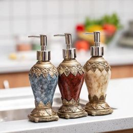 Liquid Soap Dispenser Shampoo Bottle For Bathroom 300ml Resin Refillable Retro Portable Dispensers Pattern Agate Hand Pump