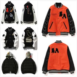 mens jaqueta designer casaco varsity jaqueta arco bombardeiro jaquetas bordadas letras edição borda gola tubarão vôo terno casal estrela cardigan manchado E1