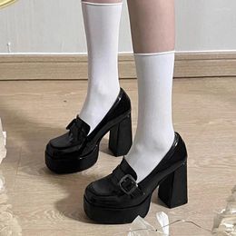 Dress Shoes Women High Heels Loafers 2024 Chunky Lolita Party Spring Elegant Outdoor Walking Zapatillas Female