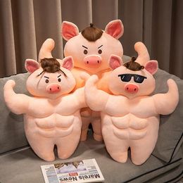 Big Muscle Pig Plush Toys Stuffed Doll Boyfriend Huggable Pillow Girlfriend Birthday Gift 5570cm 240113