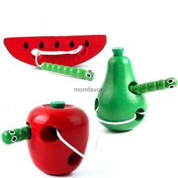 New Keepsakes Montessori sensory wooden Toys Worm Eat Fruit pear cheese Early Learning Teaching Aid Baby Kids Educational Toy Gifts