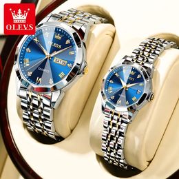 OLEVS 9931 Fashion Couple Watches Ladies Top Brand Luxury Creative Steel Men Wristwatches Valentine Quartz Waterproof Clock 240112