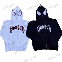 Men's Hoodies Sweatshirts Streetwear Y2K Zip Hoodie Harajuku Hip Hop Dark Spider Print Oversized Hoodie Sweatshirt Men Women 2023 New Gothic Jacket Coat T240113