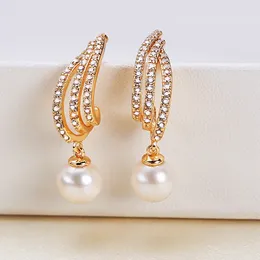 Dangle Earrings Real Freshwater Pearl Wholesale Copper Alloy Inlaid Zircon Eardrop Temperament Ornament Elegant Jewelry For Woman