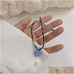 Pendant Necklaces Colorf Beads Chain Choker Necklace Ornament Little Daisy Candy Colour Flower Female Vacation Jewellery Gifts Drop Deliv Otgaf