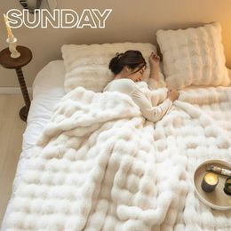 Winter Imitation Fur Plush Blanket Warm Super Soft Blankets Bed Sofa Cover Luxury Fluffy Throw Blanket Bedroom Couch Pillow Case 240113