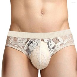 Underpants Sexy Men Briefs See Through Underwear Peni Big Pouch Panties Low Rise Transparent Mesh Lingerie Lace Scrotum Knicker