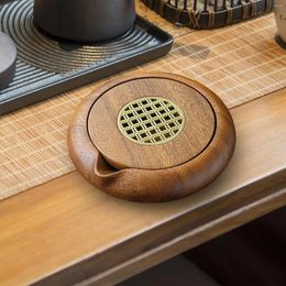 Tea Trays Chinese Gongfu Tray Water Storage Pot Table Solid Wood Multipurpose Household Smooth Surface Home Office Round Ornament